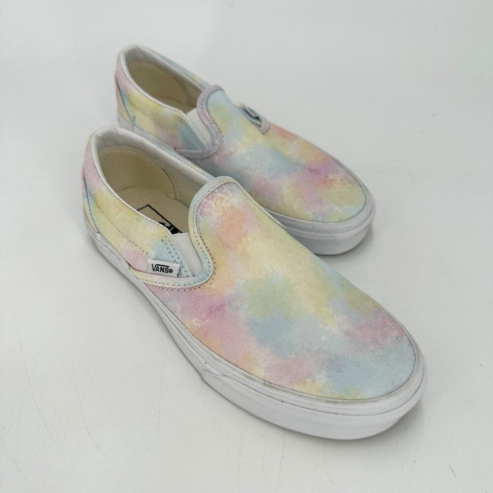 VANS Canvas Slip On Shoes size 7.5 Women's in Pastel Tie Dye Sneakers PO